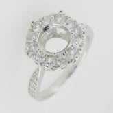 Sterling Silver Semi Mount Ring Setting Round RD 8x8mm White Topaz - Syzjewelry
